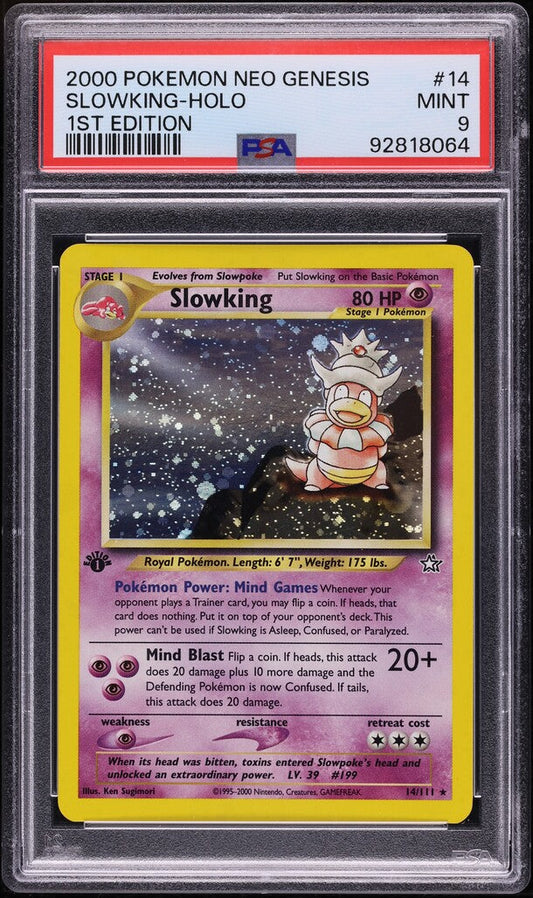 2000 POKEMON NEO GENESIS 1ST EDITION HOLO SLOWKING #14 PSA 9 MINT