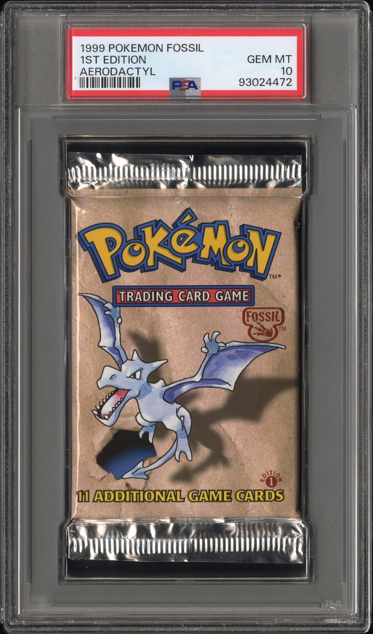 1999 POKEMON FOSSIL 1ST EDITION AERODACTYL BOOSTER PACK PSA 10