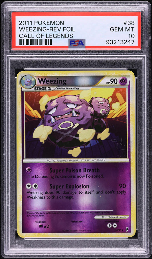 2011 POKEMON CALL OF LEGENDS REVERSE HOLO WEEZING #38 PSA 10