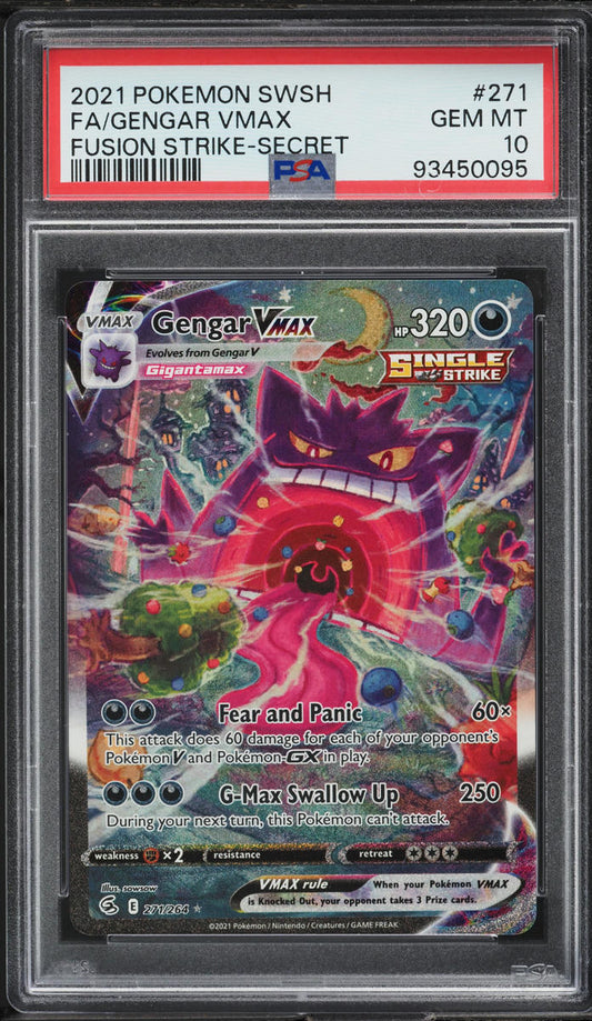 2021 POKEMON SWSH FUSION STRIKE ALT ART GENGAR VMAX #271 PSA 10 GEM MINT