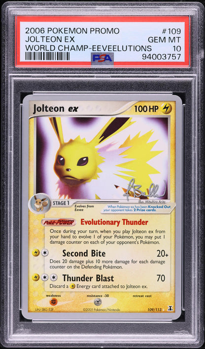 2006 POKEMON WORLD CHAMPIONSHIPS PROMO EEVEELUTIONS JOLTEON EX #109 PSA 10 GEM MINT