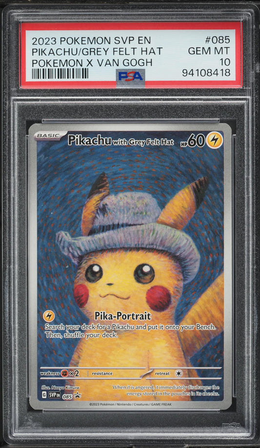 2023 POKEMON SV BLACK STAR PROMO VAN GOGH PIKACHU WITH GREY FELT HAT #85 PSA 10 GEM MINT