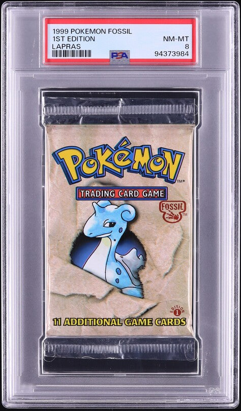 1999 POKEMON FOSSIL 1ST EDITION LAPRAS BOOSTER PACK PSA 8