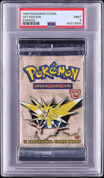 1999 POKEMON FOSSIL 1ST EDITION ZAPDOS BOOSTER PACK PSA 9