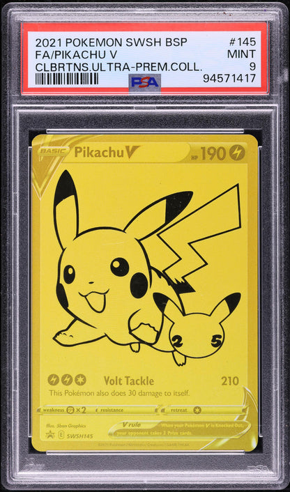 2021 POKEMON SWSH BLACK STAR PROMO ULTRA PREMIUM PIKACHU V #145 PSA 9 MINT