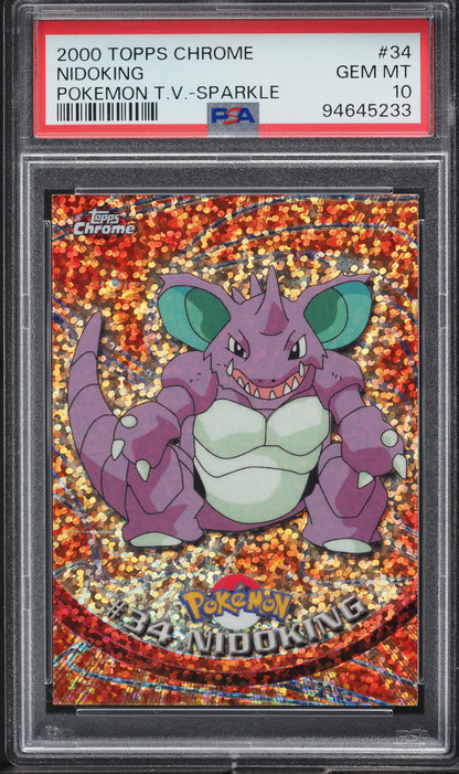 2000 TOPPS CHROME POKEMON SERIES 1 SPARKLE NIDOKING #34 PSA 10 GEM MINT