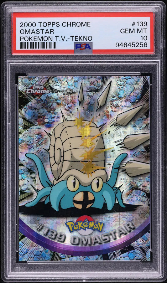 2000 TOPPS CHROME POKEMON TV TEKNO OMASTAR #139 PSA 10 GEM MINT