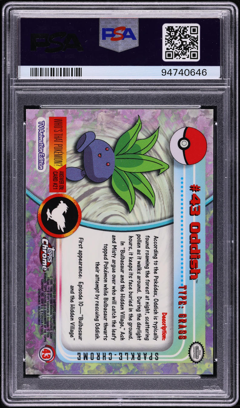 2000 TOPPS CHROME POKEMON SERIES 1 SPARKLE ODDISH #43 PSA 10 GEM MINT