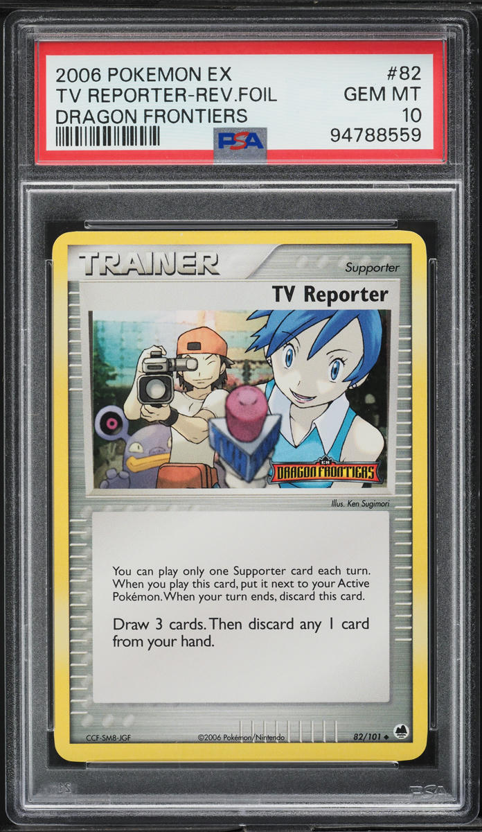 2006 POKEMON EX DRAGON FRONTIERS REVERSE HOLO TV REPORTER #82 PSA 10 GEM MINT