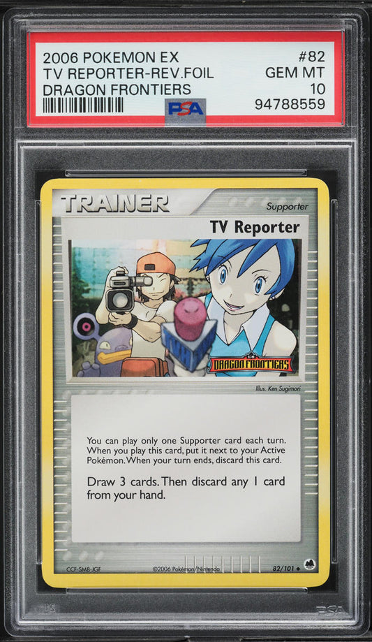 2006 POKEMON EX DRAGON FRONTIERS REVERSE HOLO TV REPORTER #82 PSA 10 GEM MINT