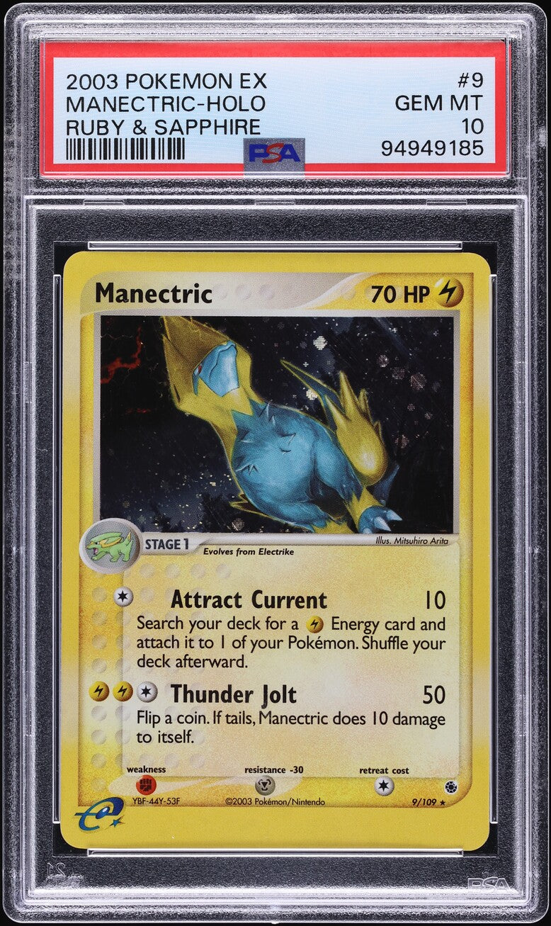 2003 POKEMON EX RUBY & SAPPHIRE HOLO MANECTRIC #9 PSA 10 GEM MINT