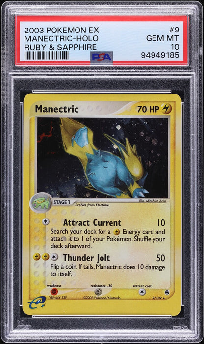 2003 POKEMON EX RUBY & SAPPHIRE HOLO MANECTRIC #9 PSA 10 GEM MINT