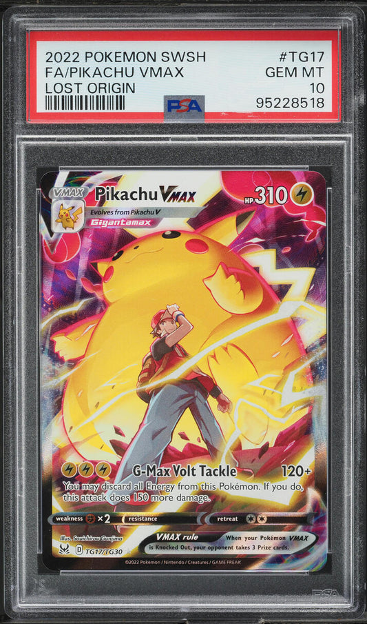 2022 POKEMON SWSH LOST ORIGIN FULL ART PIKACHU VMAX #TG17 PSA 10 GEM MINT