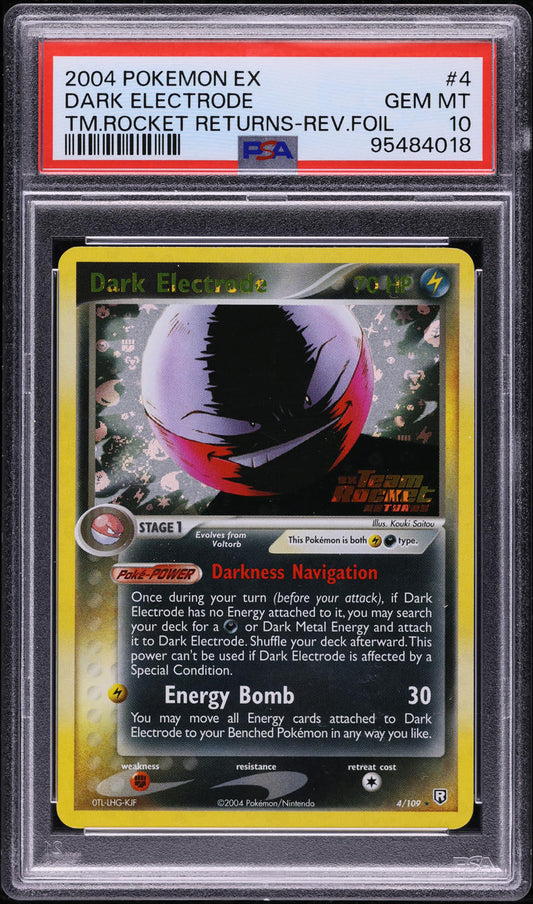 2004 POKEMON EX TEAM ROCKET RETURNS REVERSE HOLO DARK ELECTRODE #4 PSA 10 GEM