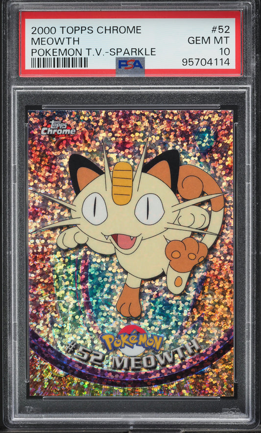 2000 TOPPS CHROME POKEMON SERIES 1 SPARKLE MEOWTH #52 PSA 10 GEM MINT