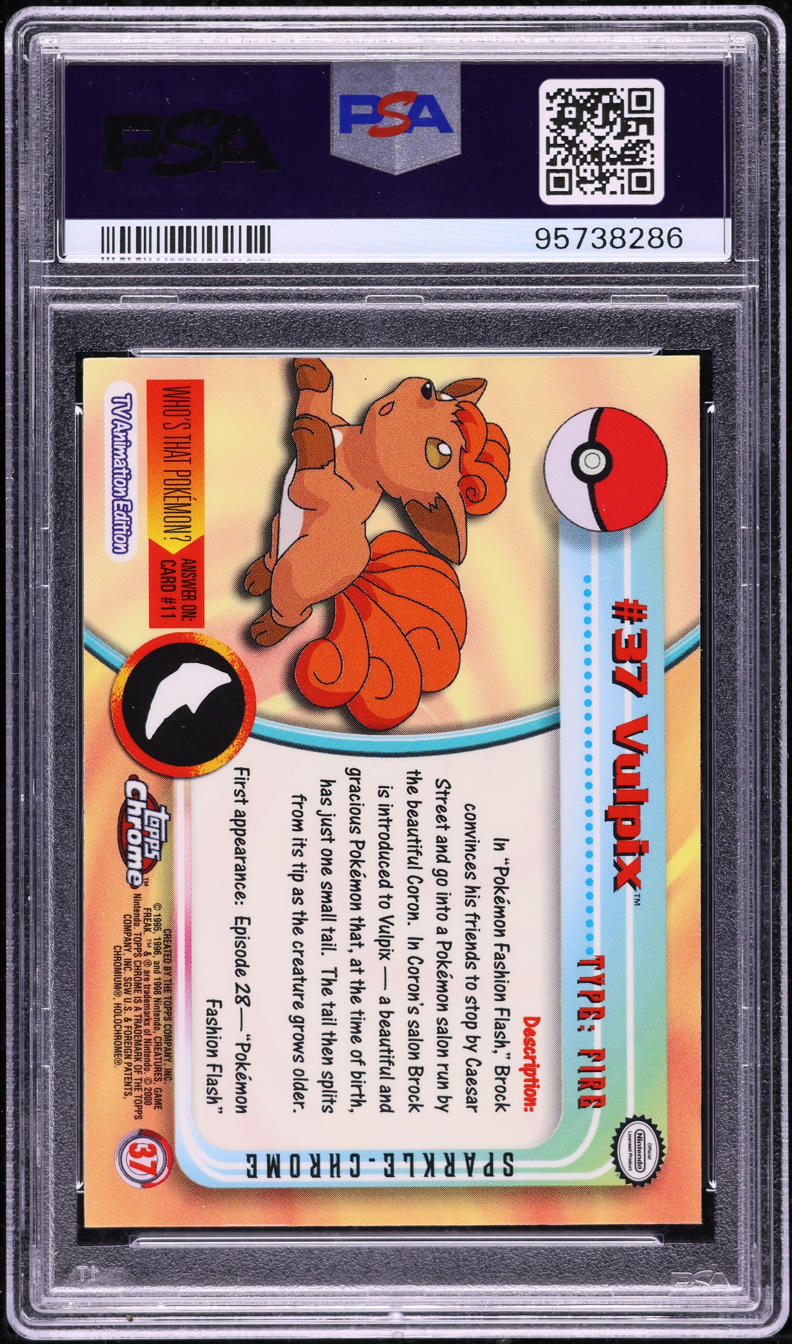 2000 TOPPS CHROME POKEMON SERIES 1 SPARKLE VULPIX #37 PSA 6 EXMT