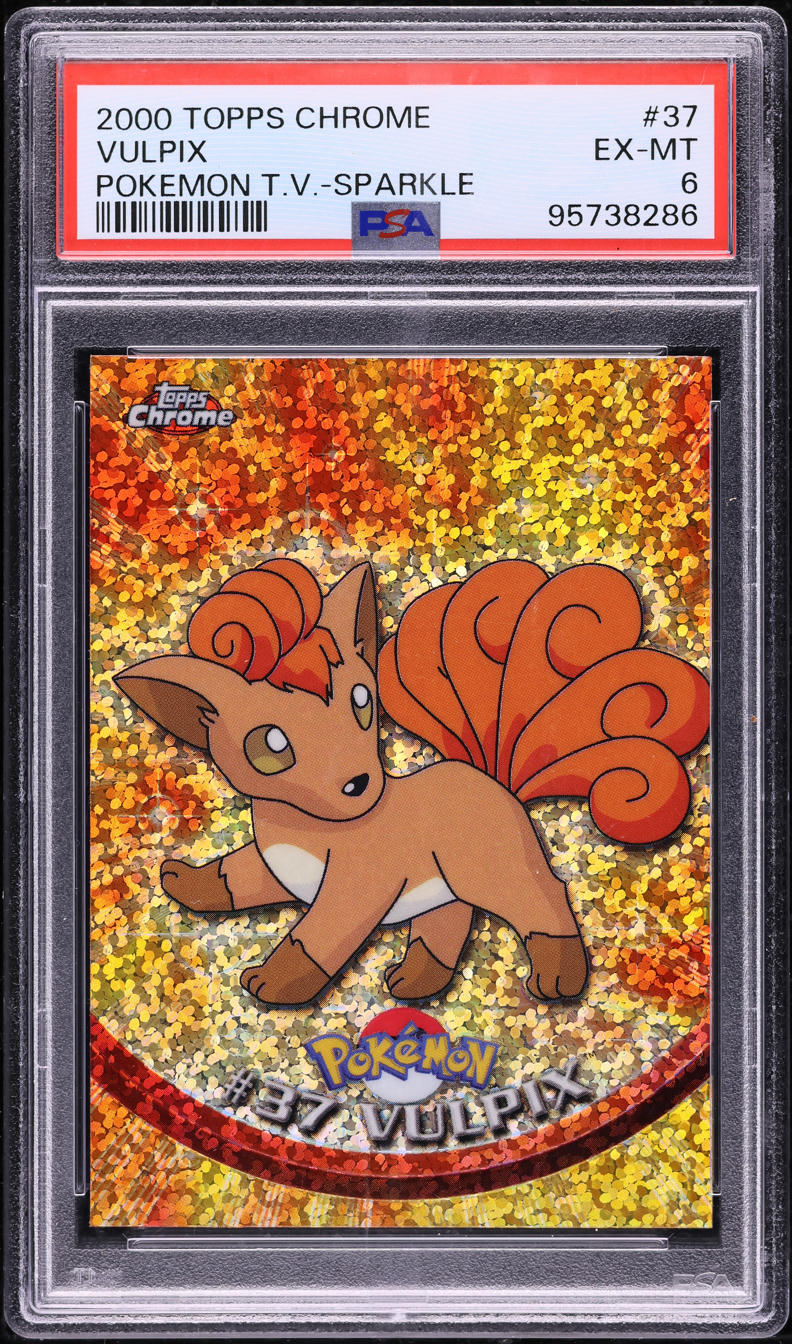 2000 TOPPS CHROME POKEMON SERIES 1 SPARKLE VULPIX #37 PSA 6 EXMT