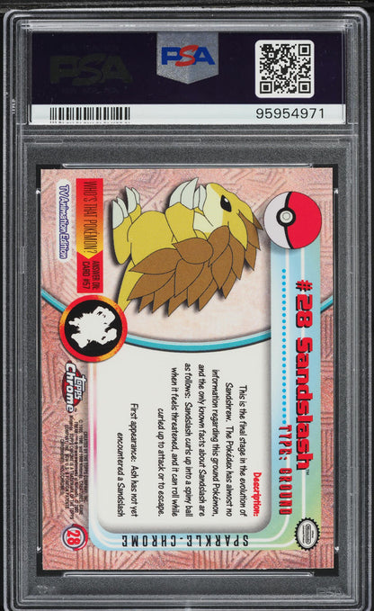 2000 TOPPS CHROME POKEMON SERIES 1 SPARKLE SANDSLASH #28 PSA 10 GEM MINT