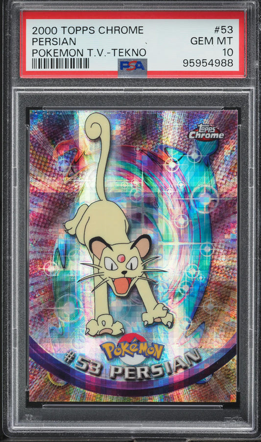 2000 TOPPS CHROME POKEMON SERIES 1 TEKNO PERSIAN #53 PSA 10 GEM MINT