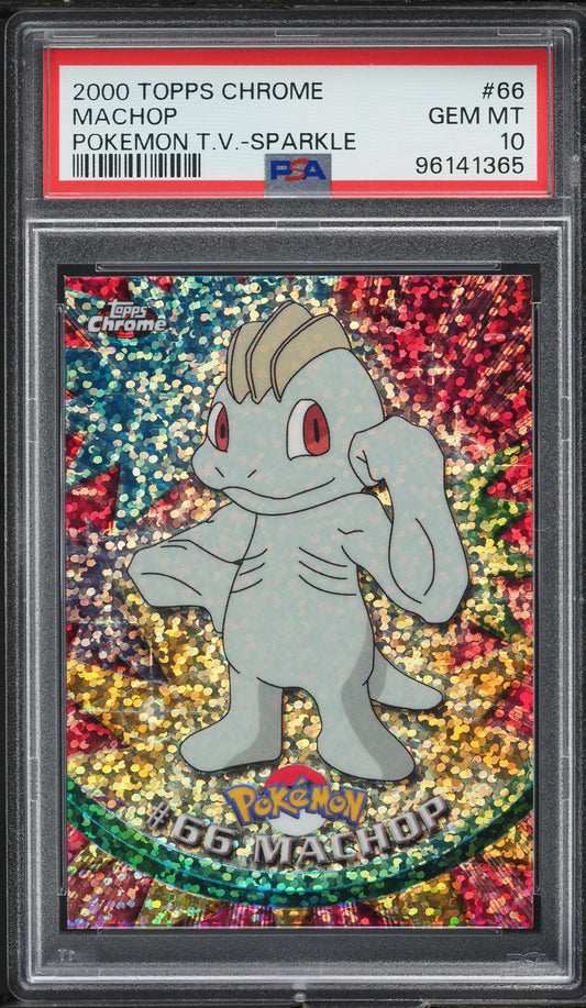 2000 TOPPS CHROME POKEMON SERIES 1 SPARKLE MACHOP #66 PSA 10 GEM MINT