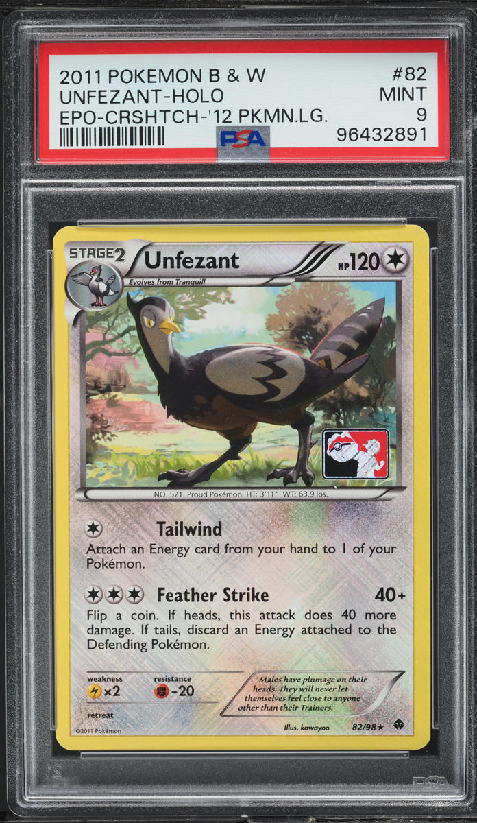 2011 POKEMON BLACK & WHITE EMERGING POWERS HOLO UNFEZANT #82 PSA 9 MINT