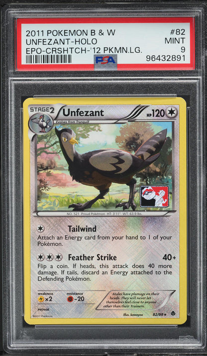 2011 POKEMON BLACK & WHITE EMERGING POWERS HOLO UNFEZANT #82 PSA 9 MINT
