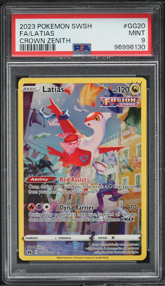 2023 POKEMON SWORD & SHIELD CROWN ZENITH FULL ART LATIAS #GG20 PSA 9 MINT