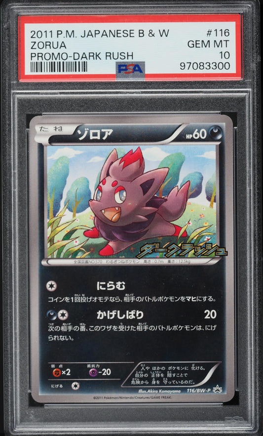 2011 POKEMON JAPANESE BLACK & WHITE PROMO DARK RUSH ZORUA #116 PSA 10 GEM MINT