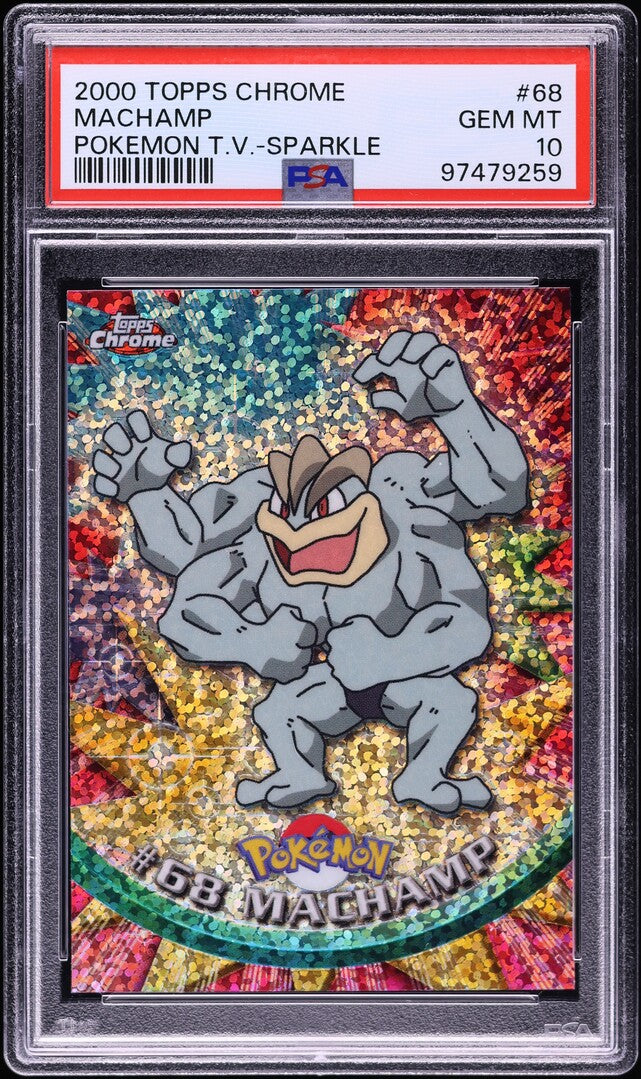 2000 TOPPS CHROME POKEMON SERIES 1 SPARKLE MACHAMP #68 PSA 10 GEM MINT