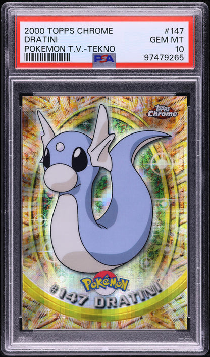 2000 TOPPS CHROME POKEMON TV SERIES 2 TEKNO DRATINI #147 PSA 10 GEM MINT