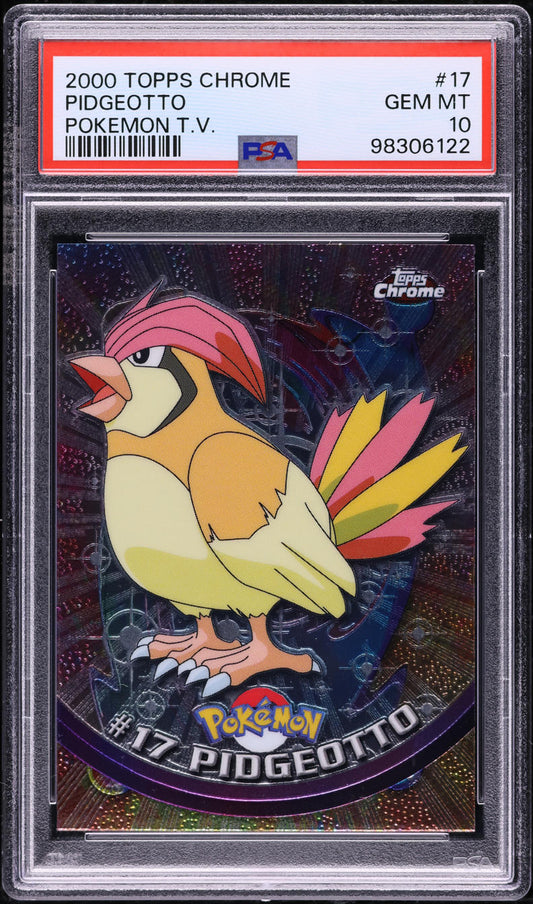 2000 TOPPS CHROME POKEMON SERIES 1 PIDGEOTTO #17 PSA 10 GEM MINT