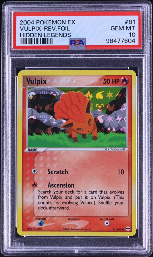 2004 POKEMON EX HIDDEN LEGENDS REVERSE HOLO VULPIX #81 PSA 10 GEM MINT