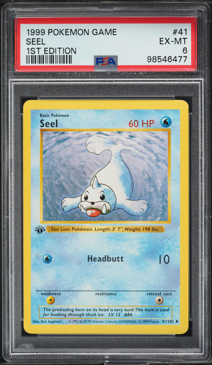 1999 POKEMON BASE SET SHADOWLESS 1ST EDITION SEEL #41 PSA 6 EXMT