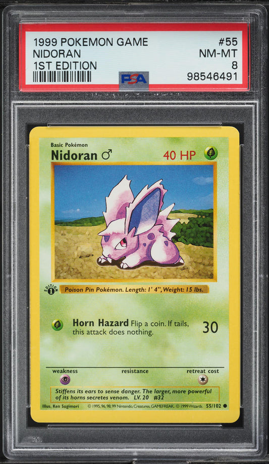 1999 POKEMON BASE SET SHADOWLESS 1ST EDITION NIDORAN #55 PSA 8 NM-MT