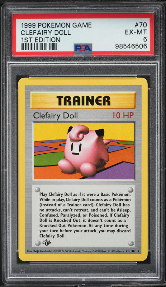 1999 POKEMON BASE SET SHADOWLESS 1ST EDITION CLEFAIRY DOLL #70 PSA 6 EXMT