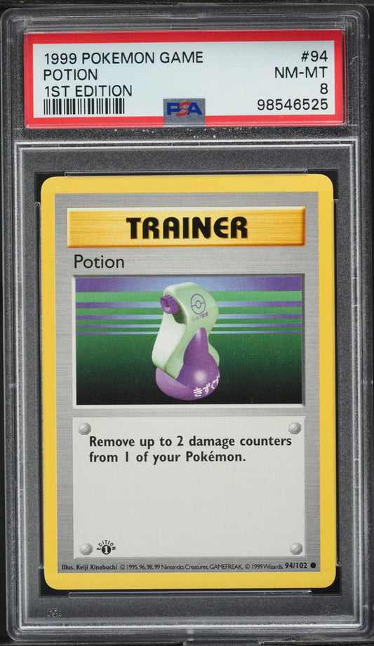 1999 POKEMON BASE SET SHADOWLESS 1ST EDITION POTION #94 PSA 8 NM-MT