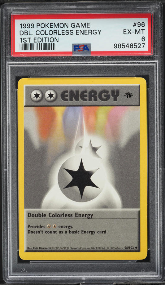 1999 POKEMON BASE SET SHADOWLESS 1ST EDITION DOUBLE COLORLESS ENERGY #96 PSA 6 EXMT