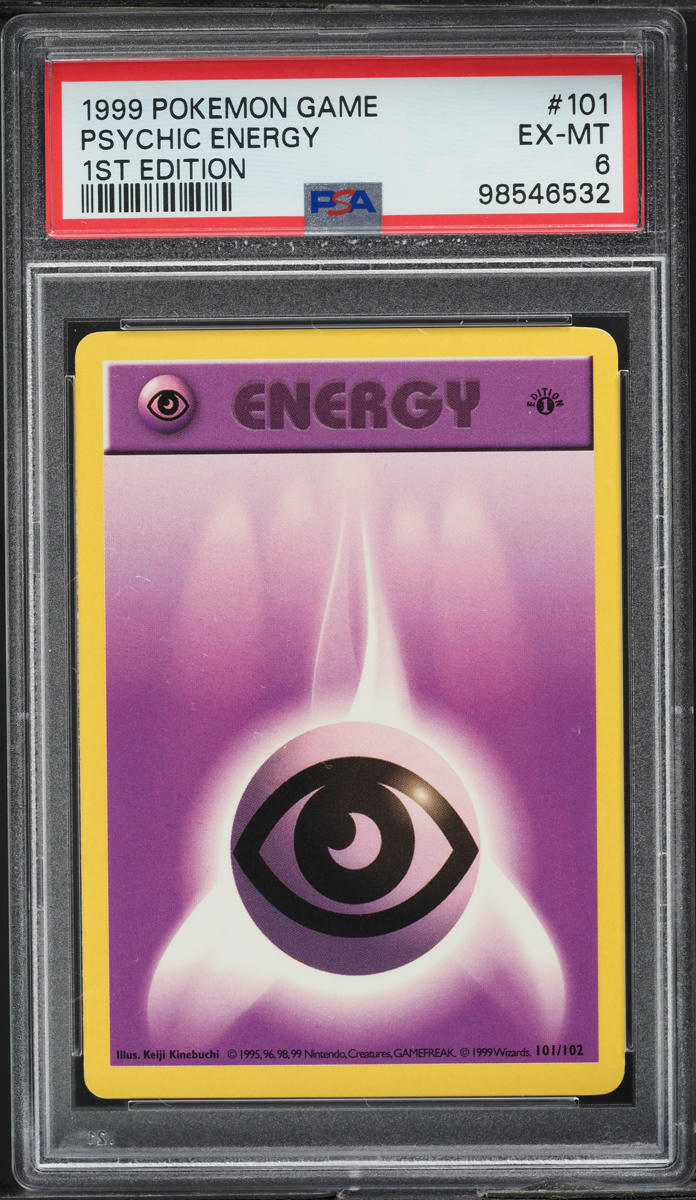 1999 POKEMON BASE SET SHADOWLESS 1ST EDITION PSYCHIC ENERGY #101 PSA 6 EXMT