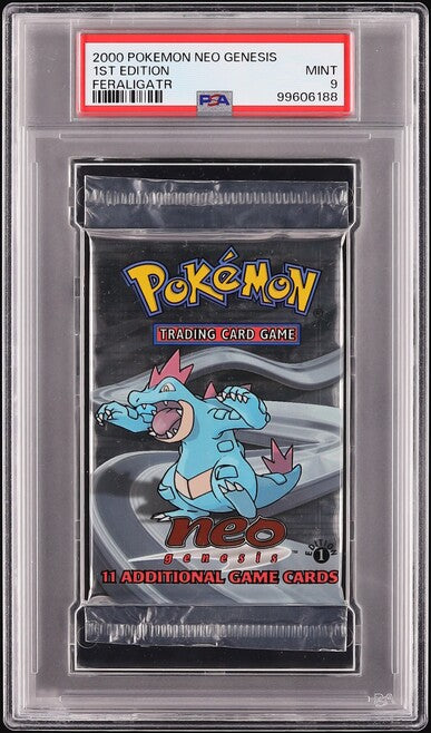 2000 POKEMON NEO GENESIS 1ST EDITION FERALIGATR BOOSTER PACK PSA 9