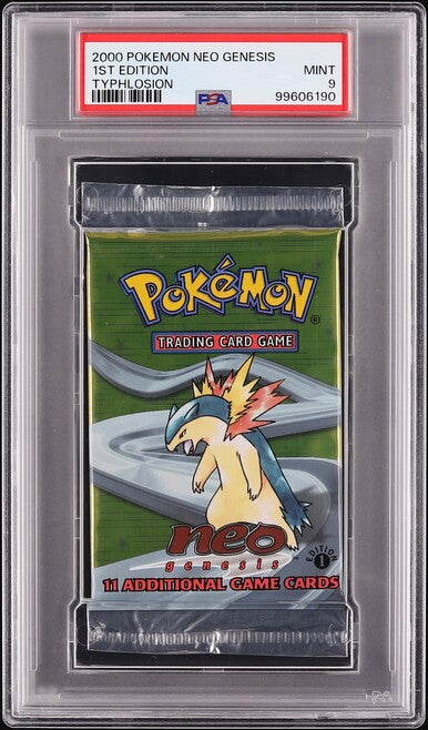 2000 POKEMON NEO GENESIS 1ST EDITION TYPHLOSION BOOSTER PACK PSA 9