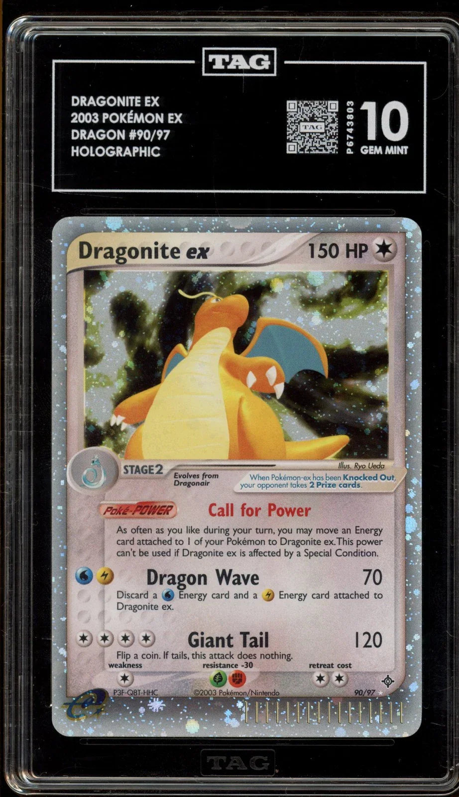 2003 POKEMON EX DRAGON HOLO DRAGONITE EX #90 TAG 10
