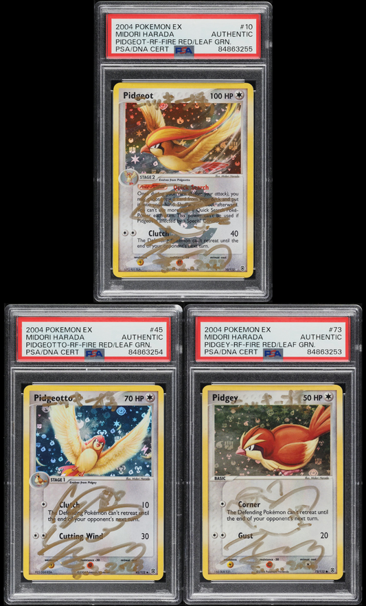 2004 POKEMON EX FIRE RED LEAF GREEN PIDGEY PIDGEOTTO PIDGEOT HARADA AUTO PSA AUTH