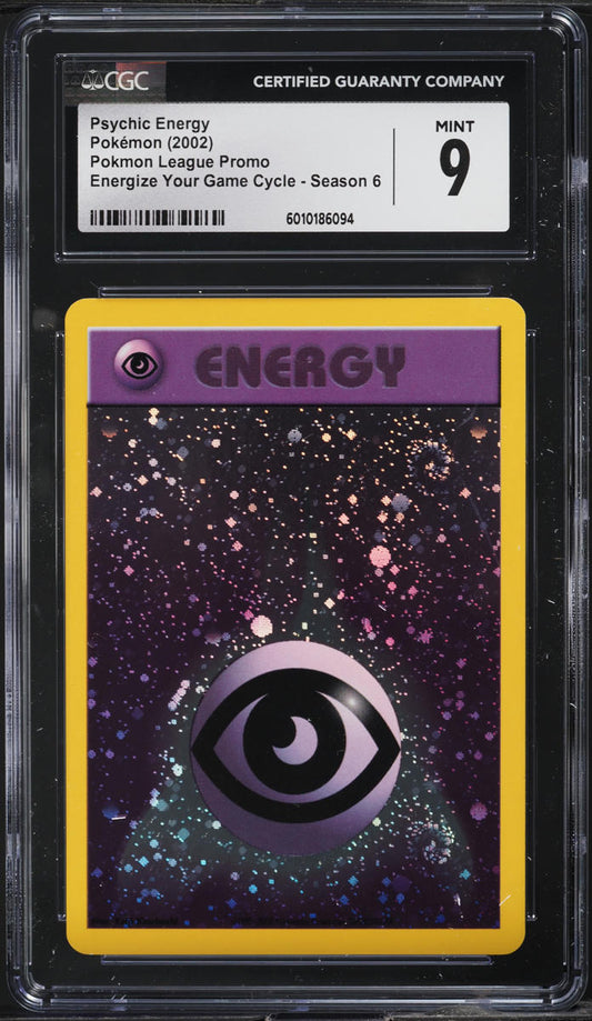 24X CARD LOT - 2002 POKEMON LEAGUE PROMO ENERGIZE YOUR GAME CYCLE SEASON 6 HOLO PSYCHIC ENERGY *10X CGC 9; 7X CGC 8.5; 6X CGC 8; 1X CGC 6.5*