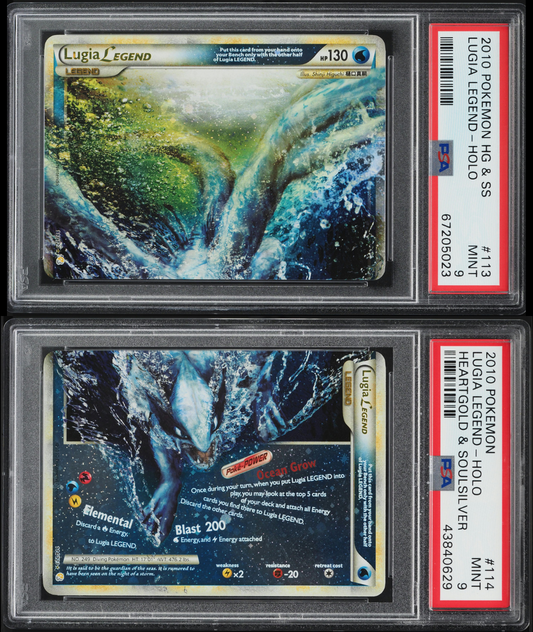 2010 POKEMON HEARTGOLD & SOULSILVER HOLO LUGIA LEGEND PAIR PSA 9