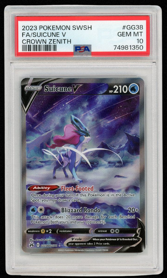 2023 Pokemon SWSH FA Suicune V Crown Zenith GG38 PSA 10 #3624