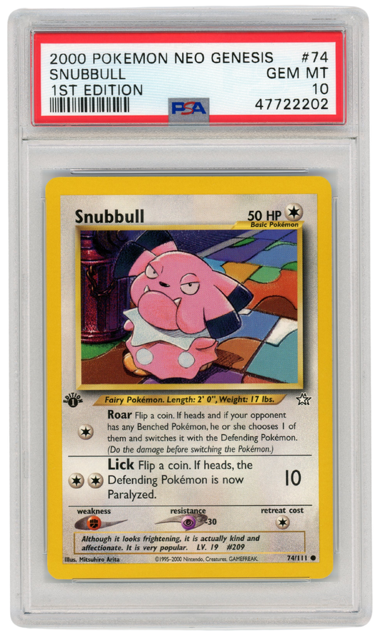 Snubbull Neo Genesis 1st Edition 74/111 Pokemon 2000 PSA 10 (#1113)