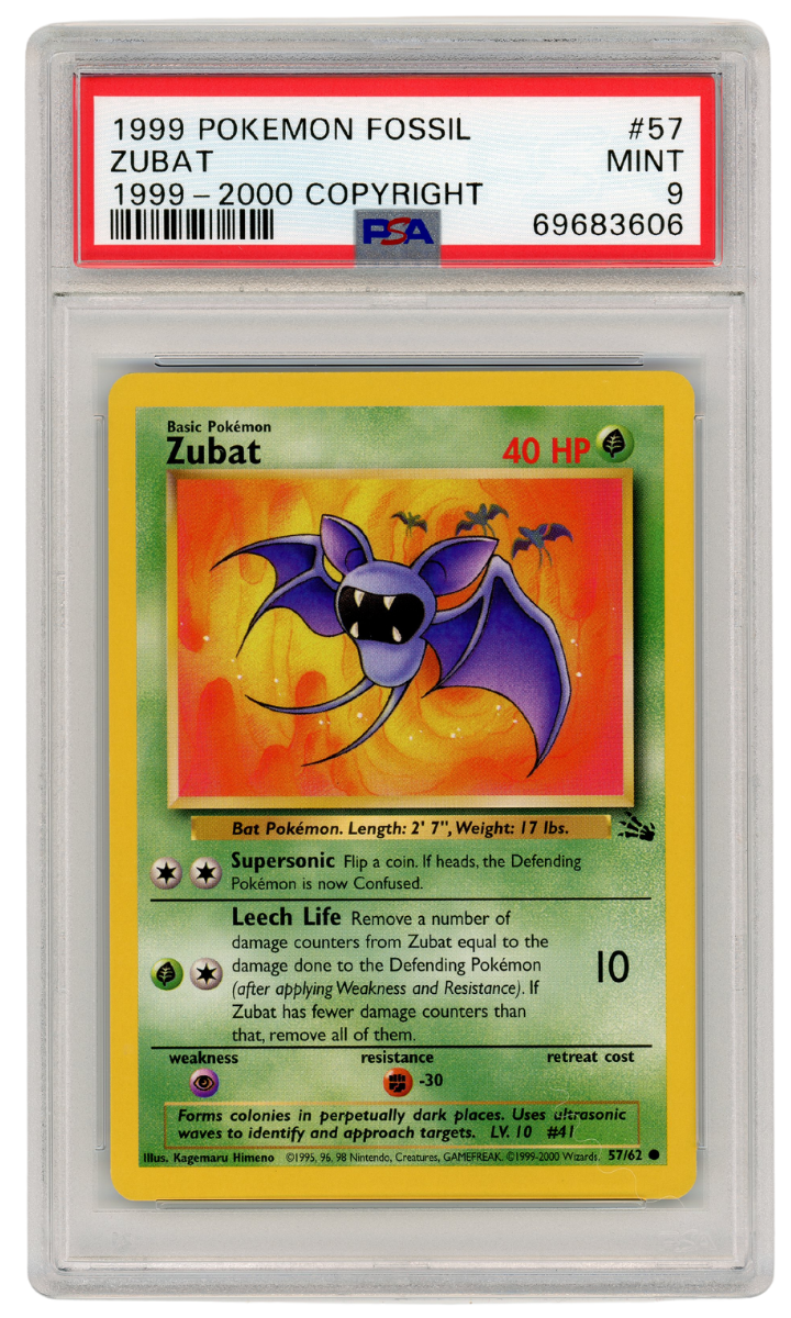 1999-2000 Fossil Zubat 57/62 PSA 9 (#1301)