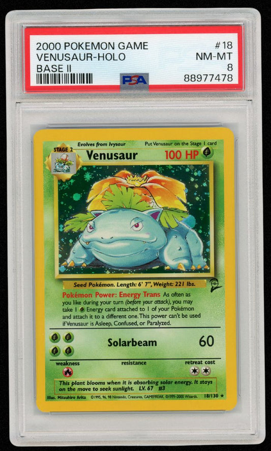 2000 Pokemon Venusaur Holo Base Set 2 #18 PSA 8 #1429