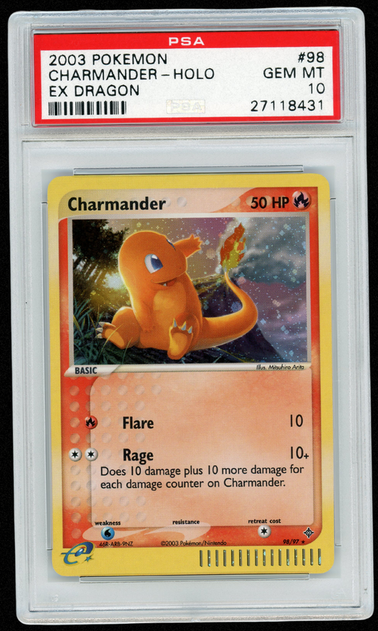 2003 Pokemon Charmander Holo EX Dragon #98 PSA 10 #3636