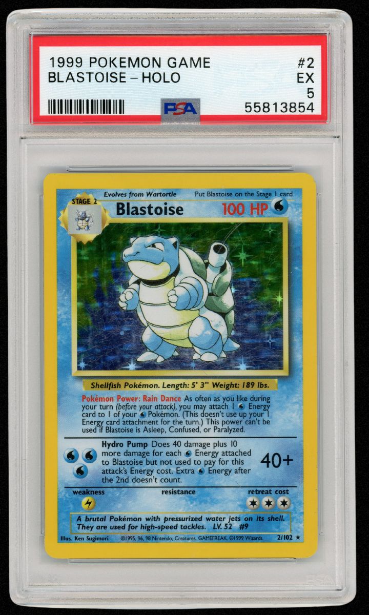 1999 Pokemon Blastoise Holo Base Set Unlimited #2 PSA 5 #1432